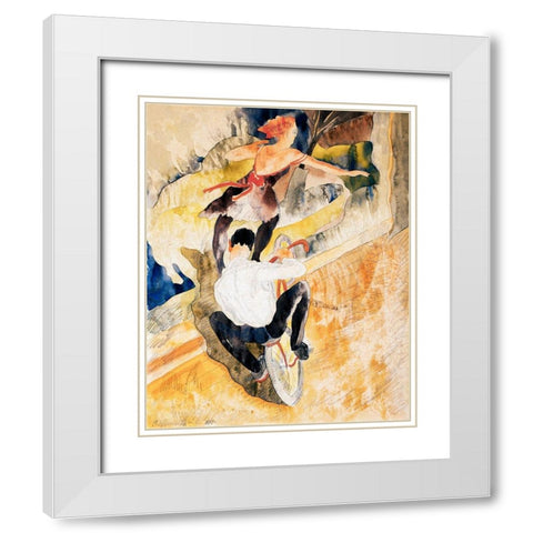 Bicycle Acrobats White Modern Wood Framed Art Print with Double Matting by Demuth, Charles
