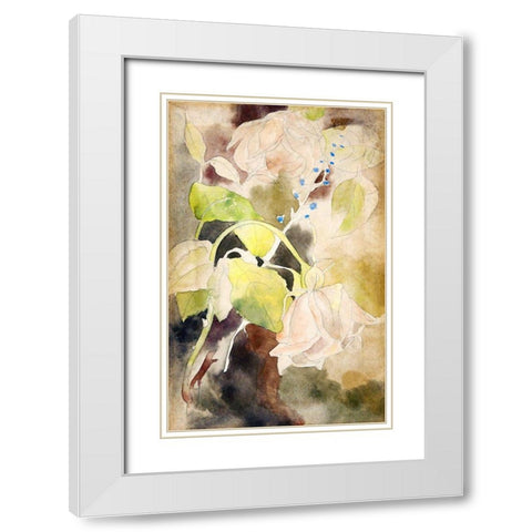 Peachy Rose White Modern Wood Framed Art Print with Double Matting by Demuth, Charles