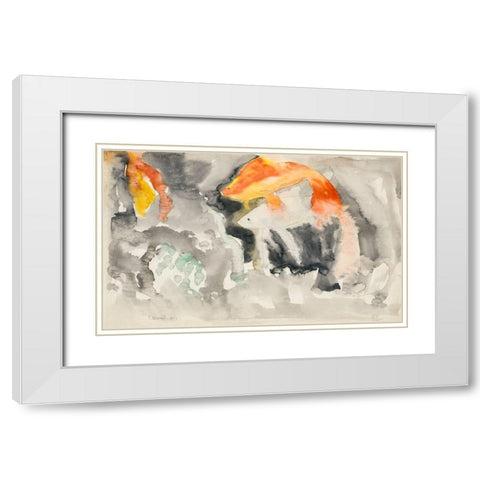 Fish Series-No. 5 White Modern Wood Framed Art Print with Double Matting by Demuth, Charles