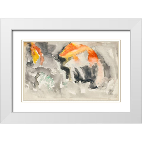 Fish Series-No. 5 White Modern Wood Framed Art Print with Double Matting by Demuth, Charles