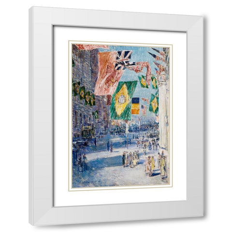 Avenue of the Allies-Brazil-Belgium White Modern Wood Framed Art Print with Double Matting by Hassam, Childe