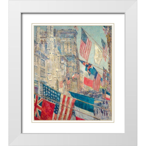 Allies Day White Modern Wood Framed Art Print with Double Matting by Hassam, Childe