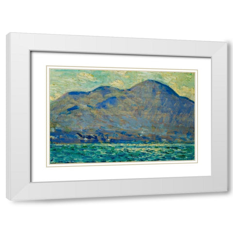 Mt Beacon at Newburgh White Modern Wood Framed Art Print with Double Matting by Hassam, Childe