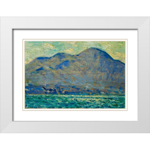 Mt Beacon at Newburgh White Modern Wood Framed Art Print with Double Matting by Hassam, Childe