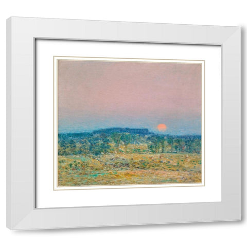 September Moonrise White Modern Wood Framed Art Print with Double Matting by Hassam, Childe