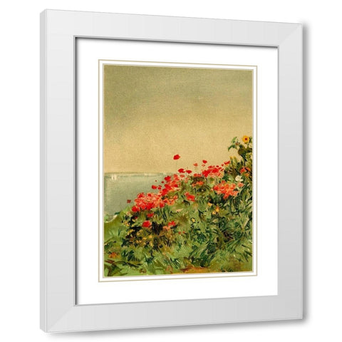 Poppy Bank White Modern Wood Framed Art Print with Double Matting by Hassam, Childe