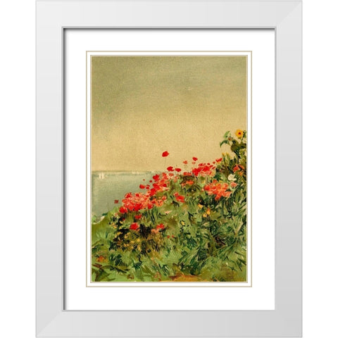 Poppy Bank White Modern Wood Framed Art Print with Double Matting by Hassam, Childe