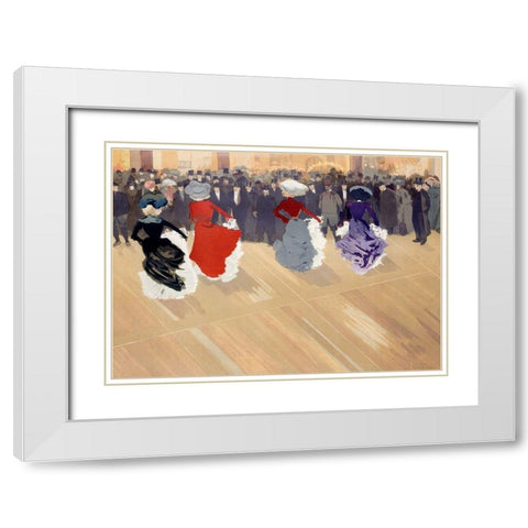 The quadrille at the Moulin-Rouge White Modern Wood Framed Art Print with Double Matting by Abel-Truchet, Louis