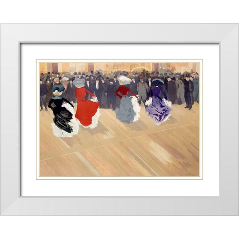 The quadrille at the Moulin-Rouge White Modern Wood Framed Art Print with Double Matting by Abel-Truchet, Louis