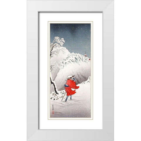 Snowy Evening on a Mountain Path White Modern Wood Framed Art Print with Double Matting by Takahashi, Hiroaki