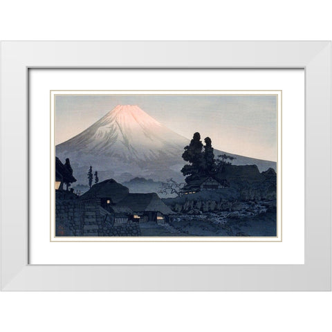 Mount Fuji From Mizukubo White Modern Wood Framed Art Print with Double Matting by Takahashi, Hiroaki