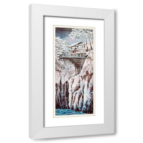 Koshu Monkey Bridge White Modern Wood Framed Art Print with Double Matting by Takahashi, Hiroaki