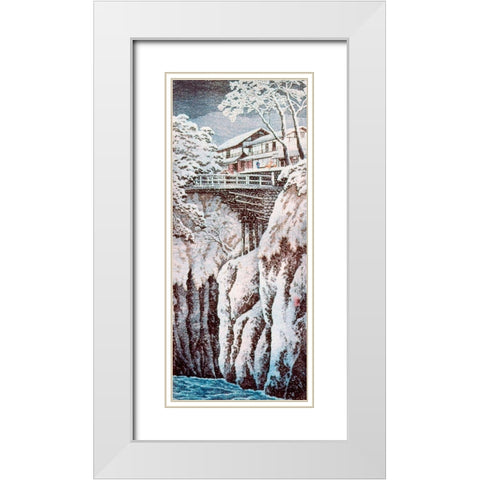 Koshu Monkey Bridge White Modern Wood Framed Art Print with Double Matting by Takahashi, Hiroaki
