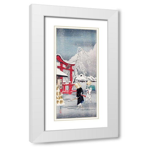Okabe in Snow White Modern Wood Framed Art Print with Double Matting by Takahashi, Hiroaki