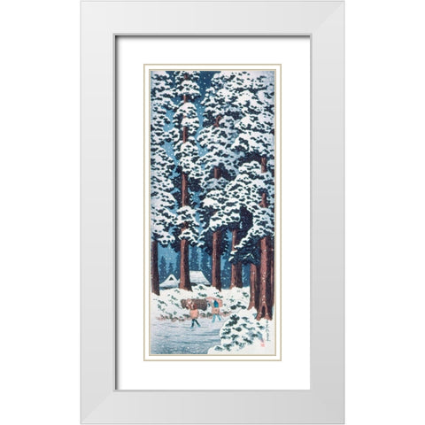 Cedar Tree-Lined Road at Nikko White Modern Wood Framed Art Print with Double Matting by Takahashi, Hiroaki