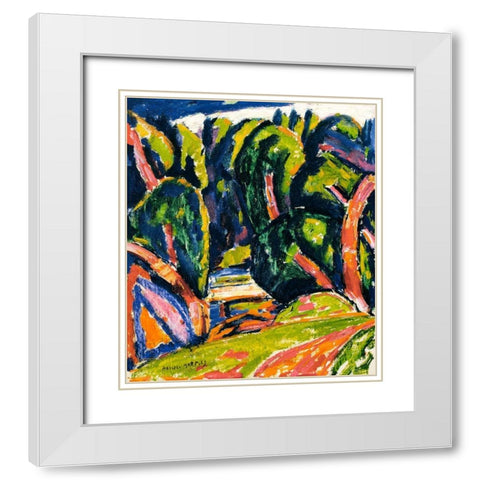 Red Tree White Modern Wood Framed Art Print with Double Matting by Hartley, Marsden