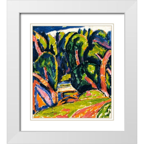 Red Tree White Modern Wood Framed Art Print with Double Matting by Hartley, Marsden