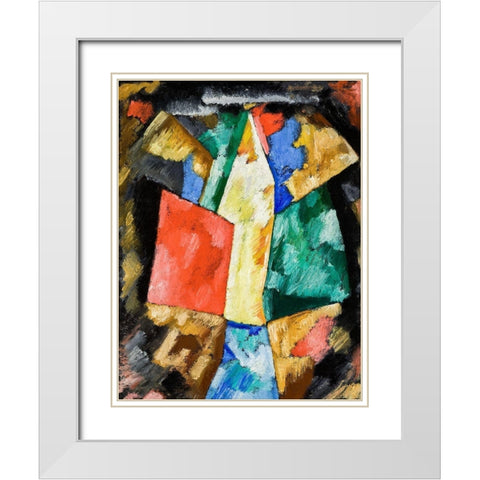 Abstraction-Blue-Yellow and Green White Modern Wood Framed Art Print with Double Matting by Hartley, Marsden