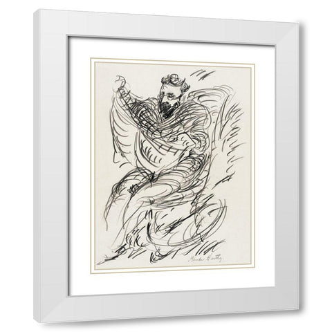 Study of a Seated Man with Beard and Spectacles White Modern Wood Framed Art Print with Double Matting by Hartley, Marsden
