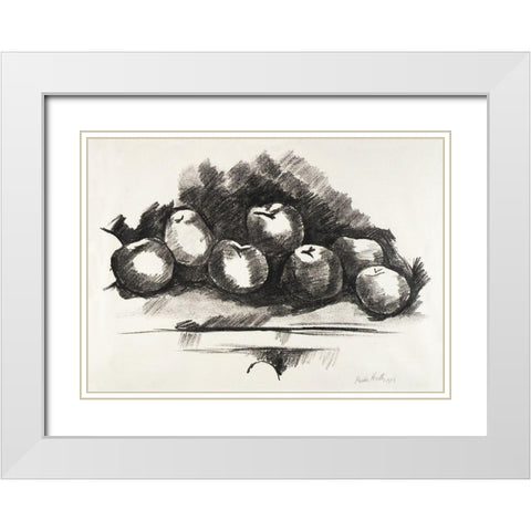 Apples on Table White Modern Wood Framed Art Print with Double Matting by Hartley, Marsden