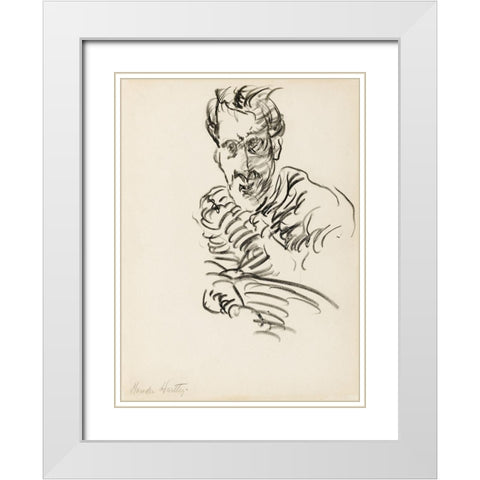 Self-Portrait White Modern Wood Framed Art Print with Double Matting by Hartley, Marsden