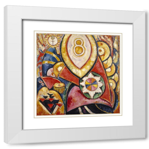 Painting No 48 White Modern Wood Framed Art Print with Double Matting by Hartley, Marsden