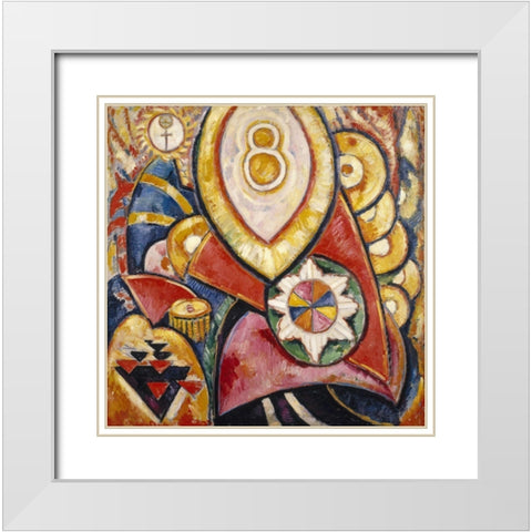 Painting No 48 White Modern Wood Framed Art Print with Double Matting by Hartley, Marsden