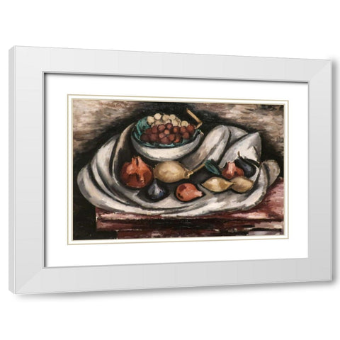 Still Life with Compote and Fruit White Modern Wood Framed Art Print with Double Matting by Hartley, Marsden