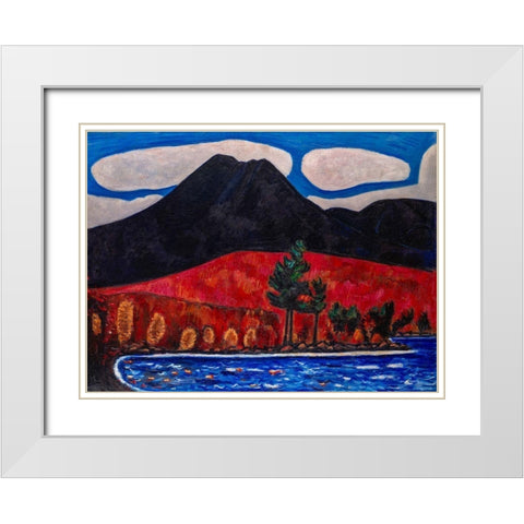 Mt Katahdin-Maine-Autumn White Modern Wood Framed Art Print with Double Matting by Hartley, Marsden