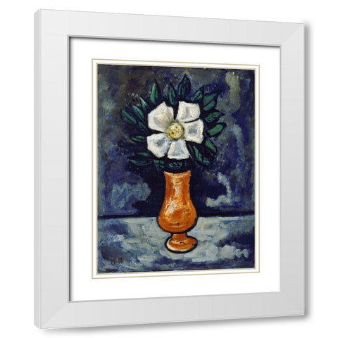 White Flower White Modern Wood Framed Art Print with Double Matting by Hartley, Marsden