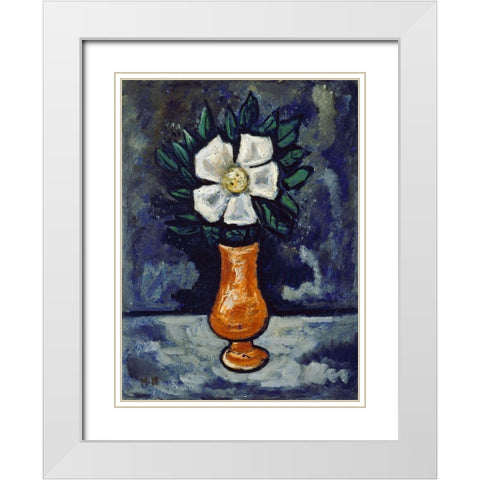 White Flower White Modern Wood Framed Art Print with Double Matting by Hartley, Marsden