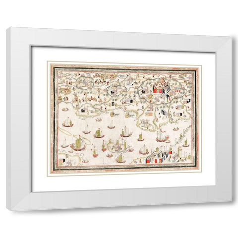 Forts Zeelandia and Provintia and the City of Tainan White Modern Wood Framed Art Print with Double Matting by Vintage Maps