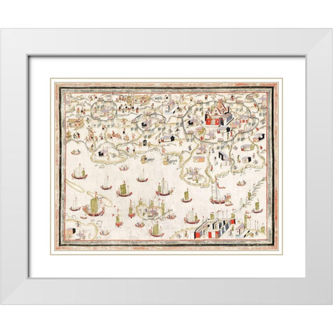 Forts Zeelandia and Provintia and the City of Tainan White Modern Wood Framed Art Print with Double Matting by Vintage Maps