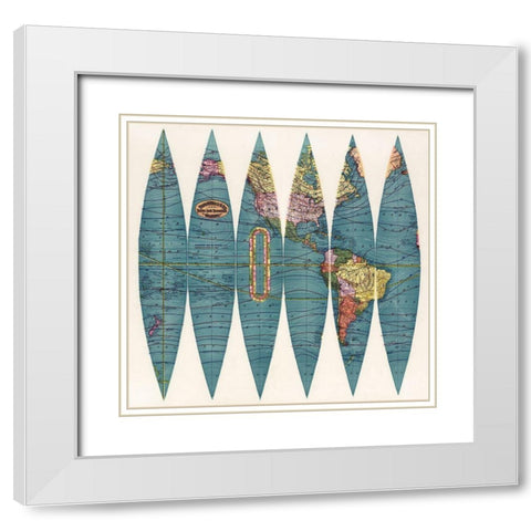 New twelve inch terrestrial globe White Modern Wood Framed Art Print with Double Matting by Rand McNally and Company