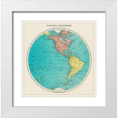 Western Hemisphere-World Atlas White Modern Wood Framed Art Print with Double Matting by Rand McNally and Company