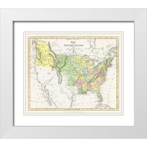A Moral and Political Sketch of the United States of North America 1833 White Modern Wood Framed Art Print with Double Matting by Charles Louis Napoleon Achille Murat