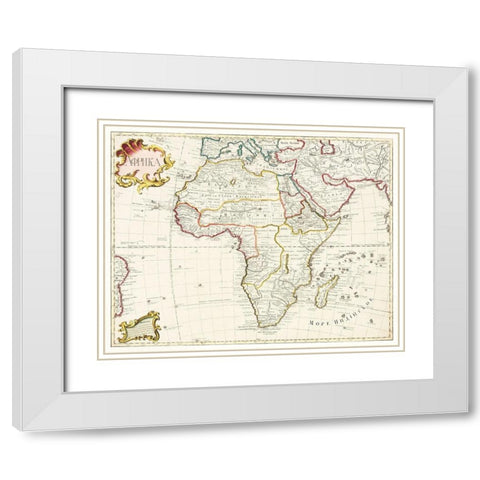 Map of Africa 1722 White Modern Wood Framed Art Print with Double Matting by The Beinecke Rare Book and Manuscript Library