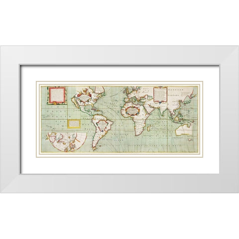 Nova and accuratissima totius terrarum Anno 1700 White Modern Wood Framed Art Print with Double Matting by Thornton, Samuel