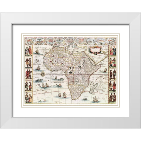 Africae nova descriptio 1690 White Modern Wood Framed Art Print with Double Matting by Blaeu, Willelm Janszoon