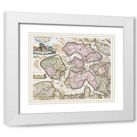 Map of Zeeland White Modern Wood Framed Art Print with Double Matting by Vintage Maps