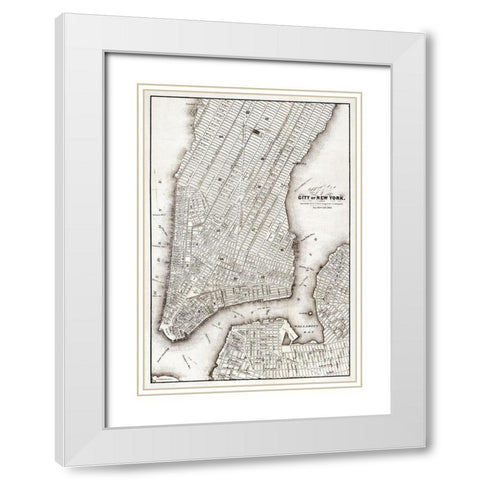 Map of the city of New York-1850 White Modern Wood Framed Art Print with Double Matting by Library of Congress Geography and Map Division Washington