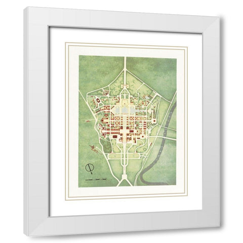Color plan of the 1942 Rome Worlds Fair White Modern Wood Framed Art Print with Double Matting by Arti grafiche Pizzi and Pizio