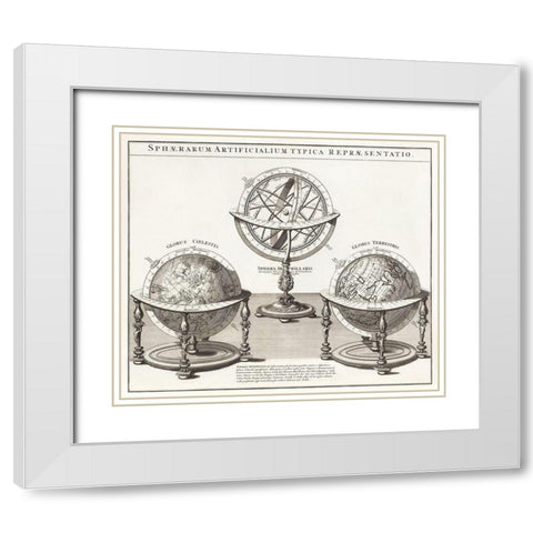 The typical representation of artificial spheres 1712 White Modern Wood Framed Art Print with Double Matting by Homann, Johann Baptista