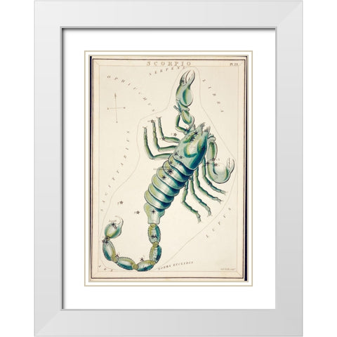 Astronomical chart illustration of the Scorpio White Modern Wood Framed Art Print with Double Matting by Library of Congress