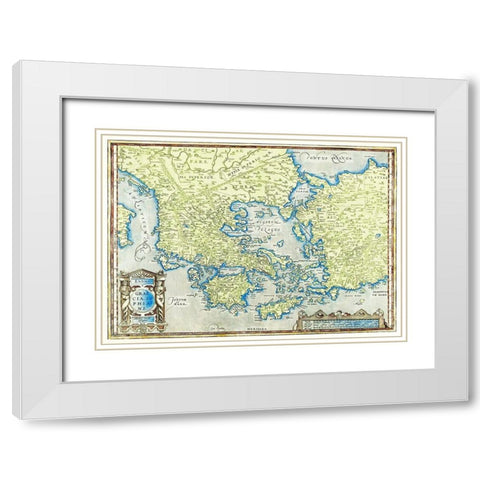 Map of Greece White Modern Wood Framed Art Print with Double Matting by Ortelius, Abraham