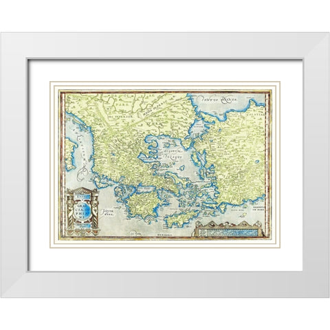 Map of Greece White Modern Wood Framed Art Print with Double Matting by Ortelius, Abraham