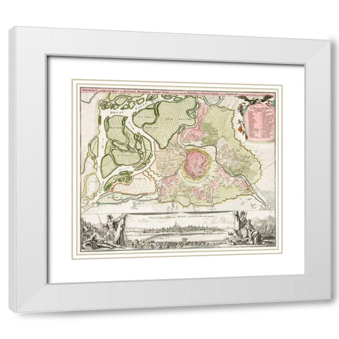 Map of Vienna 1702 White Modern Wood Framed Art Print with Double Matting by Homann, Johann Baptista
