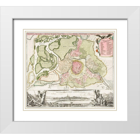 Map of Vienna 1702 White Modern Wood Framed Art Print with Double Matting by Homann, Johann Baptista