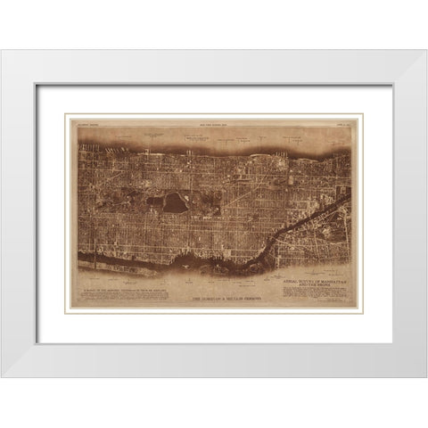 New York City Detail-photographed from two miles up in the air 1922 White Modern Wood Framed Art Print with Double Matting by The Lionel Pincus and Princess Firyal Map Division