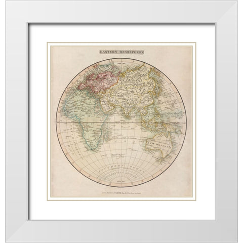 Eastern Hemisphere 1808 White Modern Wood Framed Art Print with Double Matting by Smith, C